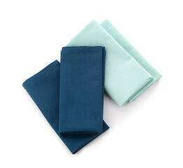 Set of folded clean napkins isolated on white background