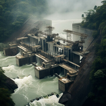 Hydropower in Latin America. The continent is home to four of the 10 largest hydroelectric power plants in the world. Concept photo of hydroelectric plant for power generation.