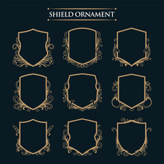 Vintage shield modern gold elegant vector