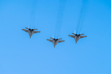 MIG 29. MIG in the air. Air force, military aircraft. Jet fighter aircraft. Polish Air Force, Mig 29 Fulcrum. Polish Air Force. 