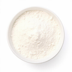 Milk powder isolated on white background top view 