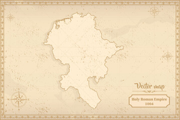 Fototapeta na wymiar Map of Holy Roman Empire in the old style, brown graphics in retro fantasy style.