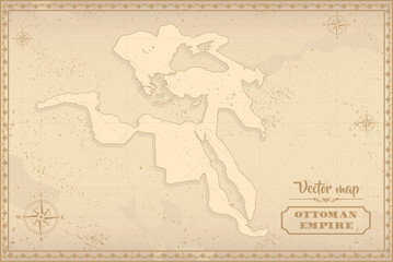 Map of Ottoman Empire in the old style, brown graphics in retro fantasy style.