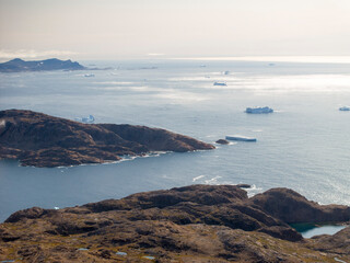 aerial view ice fjords of greenland