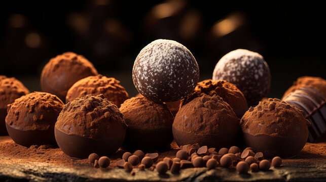 Set of gourmet chocolate truffles