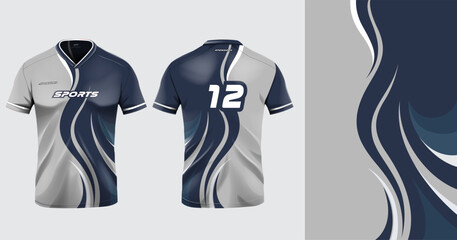 Sport jersey template mockup grunge abstract design for football soccer, racing, gaming, running, gray color © Nimpuna O