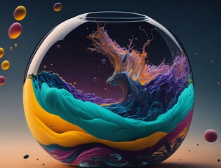  Glass sphere with colorful wave
