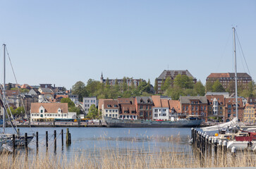 Walking in Flensburg's streets along the sea side, Germany	
