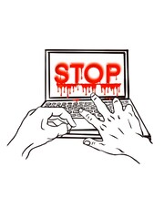 Stop playing computer games sign