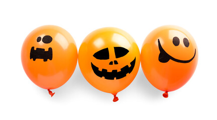 Creative Halloween balloons on white background