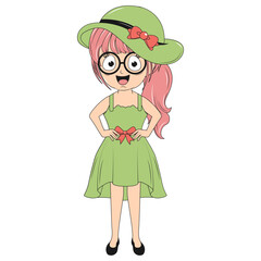 cute girl cartoon illustration