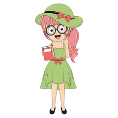 cute girl cartoon illustration