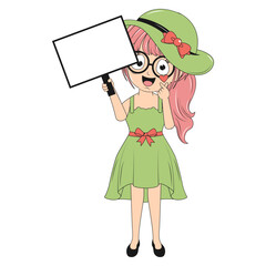 cute girl cartoon illustration