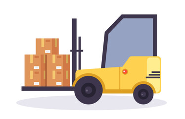 Load box delivery truck warehouse distribution shipping concept. Vector flat graphic design illustration