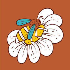 Honey bee hive vintage sketch honeycomb concept. Vector flat graphic design illustration