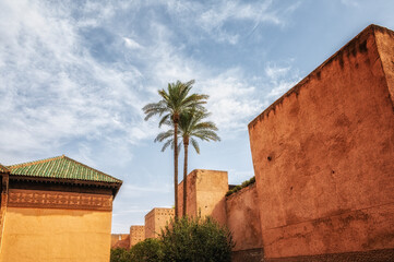 Buiding exterior of the Saadian tombs in Marrakech, Morocco