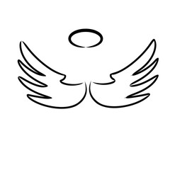 hand drawn wing and nimbus icon