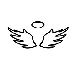hand drawn wing and nimbus icon