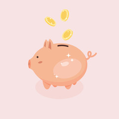 piggy bank and coin vector illustration