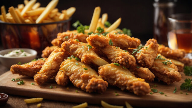 Alette di pollo con patate fritte