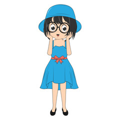 cute girl cartoon illustration