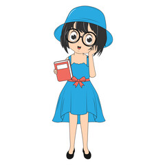 cute girl cartoon illustration