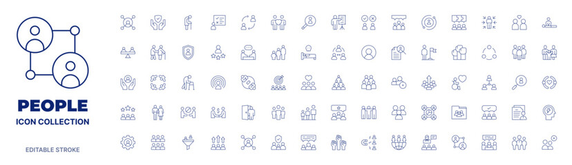 People icon collection. Thin line icon. Editable stroke.