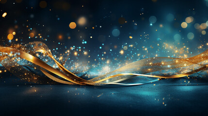 クリスマス お祝い 背景素材 リボン Gold 3d