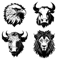 Wildlife Whimsy - Set of 4 Black Animal and Bird Silhouette Stencils