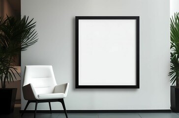 black frame on the wall in interior room decor