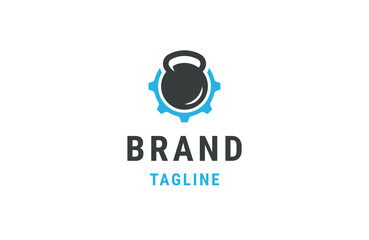 Fitness kettlebell of gear logo icon design template