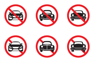 Car forbidden sign. Vector illustration.