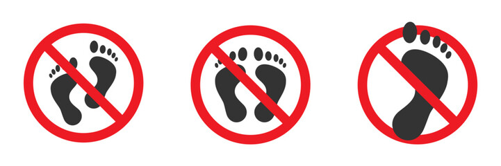 Forbidden walk barefoot icon. Vector illustration.