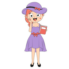 cute girl cartoon illustration