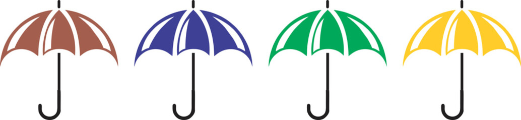 Umbrella icons. Multiple style umbrella icons, symbol of safety, protection, and insurance. Transparent background to reuse in designing. PNG file.