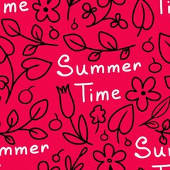 card fruits summer time lettering seamless repeat about pattern background fabric fashion design print wrapping paper digital illustration art texture textile wallpaper colorful image wrapping paper