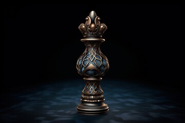 Fototapeta na wymiar old vintage gold and black chess piece