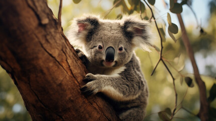 Australian koala bear relaxing in tree