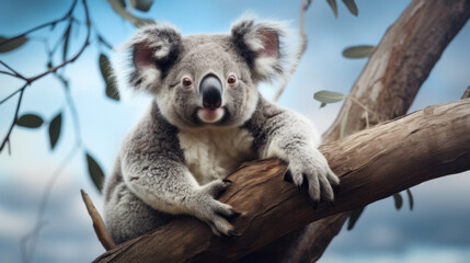 Australian koala bear relaxing in tree