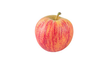 Apple fruit isolated transparent png. Red striped juicy healthy snack.
