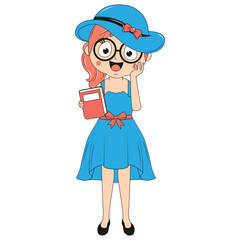 cute girl cartoon illustration