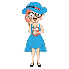 cute girl cartoon illustration