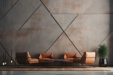 A premium and spacious living room design with textured wall decor
