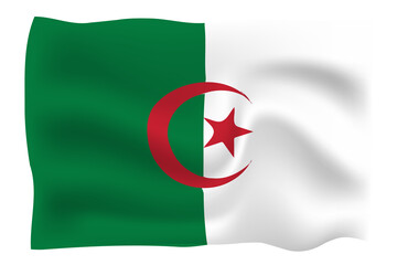 Algeria flag -  illustration - 3d folds