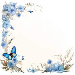 Fototapeta na wymiar frame with butterflies and flowers.Generative AI