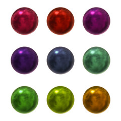 Set of round shape sphere ball or button in 3d rendering isolated on transparent background for decoration and design element concept.