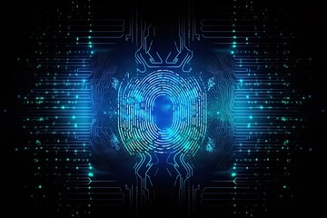 Digital fingerprint security concept, binary digits background	