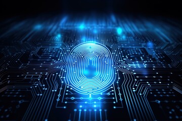 Digital fingerprint security concept, binary digits background	
