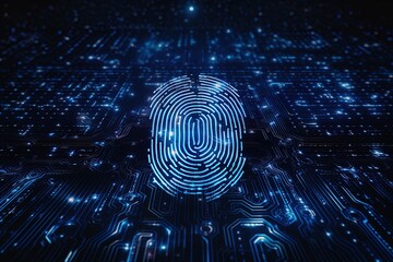 Digital fingerprint security concept, binary digits background	
