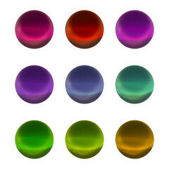 Set of round shape sphere ball or button in 3d rendering isolated on transparent background for decoration and design element concept.